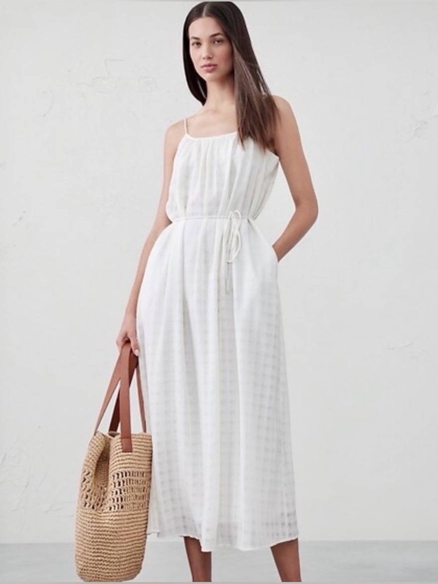 Banana Republic Jacquard Maxi Dress White Small